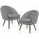 Kit 02 Poltronas Decorativas Fixa Pés Palito Rafa D02 Tressê Linho Cinza C-416 - Lyam Decor