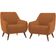 Kit 02 Poltronas Decorativa Fixa Pés de Madeira Paloma D02 Veludo Telha C-262 - Lyam Decor