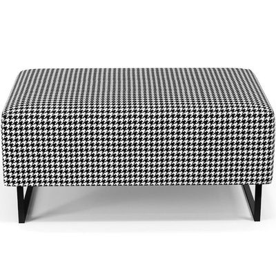 Puff Decorativo Sala de Estar Cléo W01 Base Ferro 90 cm Suede Pied Poule - Lyam Decor