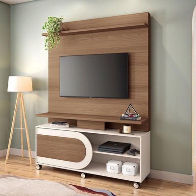 Estante Home Theater órbis Castanho Off White - Hb Móveis