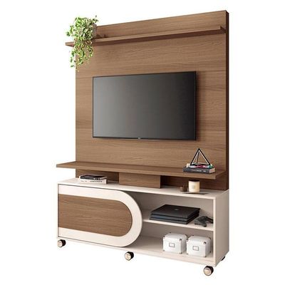 Estante Home Theater órbis Castanho Off White - Hb Móveis