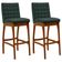 Kit 02 Banquetas Altas Para Cozinha Sala de Jantar Fixa Mila B04 Linho Verde Musgo - Lyam Decor