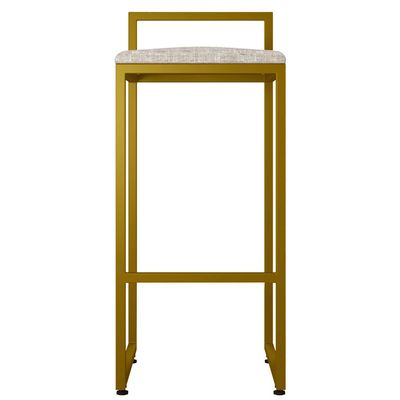 Banqueta Alta Para Cozinha Sala De Jantar Hanna L02 Dourado Linho Bege - Lyam Decor