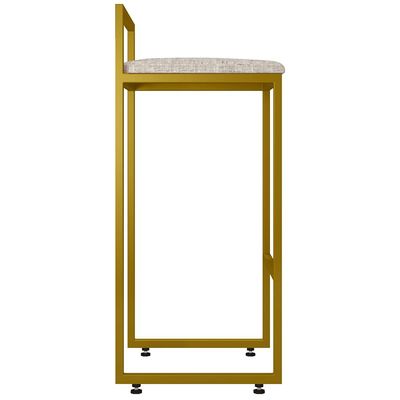 Banqueta Alta Para Cozinha Sala De Jantar Hanna L02 Dourado Linho Bege - Lyam Decor