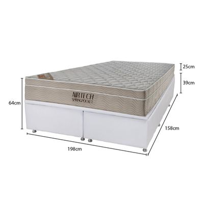 Cama Baú E Colchão Airtech Spring – Queen Size (158x198) – Ortobom