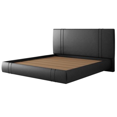 Cama King Flutuante Com Cabeceira 195cm Astra S04 Couríssimo Preto - Lyam Decor