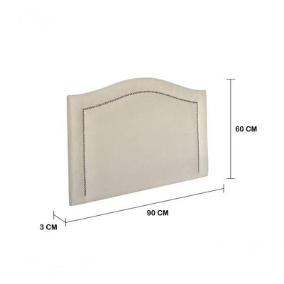 Cabeceira Solteiro 90x60 Suede Off White Tachas Prata