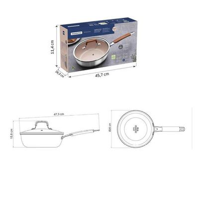 Frigideira Tramontina Funda Com Tampa Romagna Aço Inox E Alumínio Com Revestimento Cerâmico Marfim 24cm