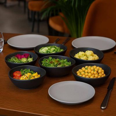 Kit 6 Cumbucas Orgânicas Preto Matte 265ml Porto Brasil Cerâmica Bowls Salada Porções