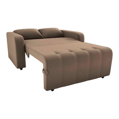 Sofá Cama Compacto 2 Lugares 1,38 Larg Amora New Matrix Veludo Capuccino
