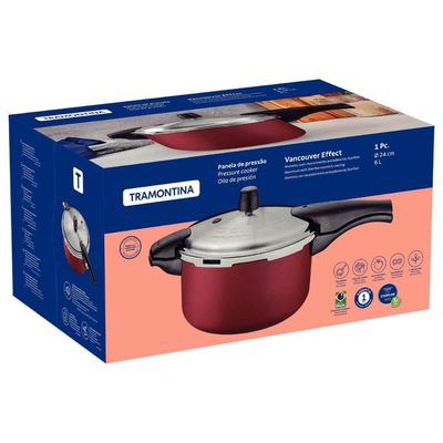 Panela de Pressão Tramontina 6L Vancouver Effrect Antiaderente Starflon Max Vermelho