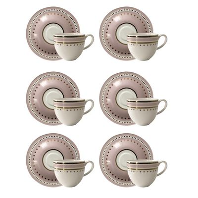 Jogo de xícaras café em porcelana Strauss Rose Ball 110ml 6 peças