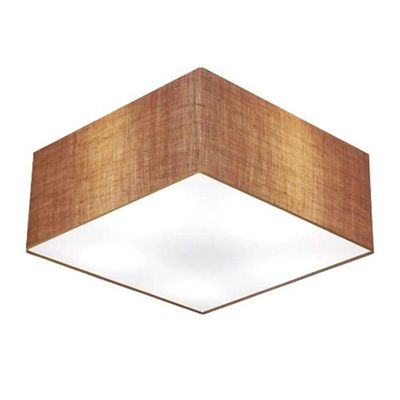Plafon Quadrado Md-3012 Cúpula Em Tecido 21/50x50cm Palha - Bivolt