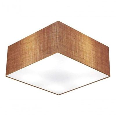 Plafon Quadrado Md-3012 Cúpula Em Tecido 21/50x50cm Palha - Bivolt
