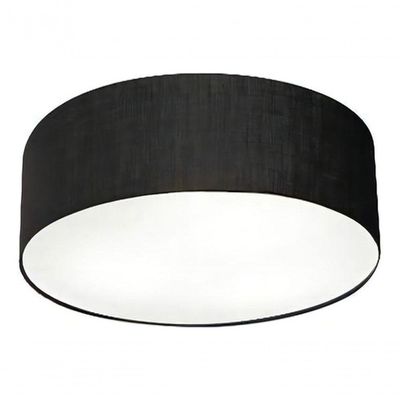 Kit Plafon Cilíndrico Md-3005 E Pendente Md-4019 Cúpula Em Tecido 40cm Preto - Bivolt