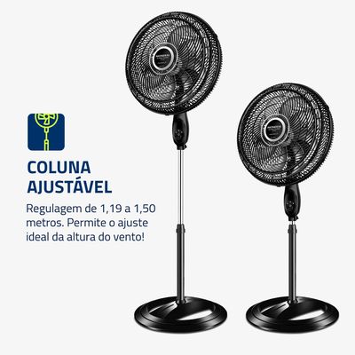 Ventilador Coluna 40cm Super Turbo Tech Mondial Preto e Prata 140W VTX-40C-8P-CR 110