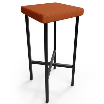 Kit 02 Banquetas Alta Bar Cozinha Sala De Jantar Preto Stella L02 Tecido Terracota - Lyam Decor