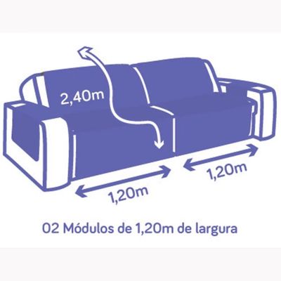 Protetor De Sofá Retrátil Dupla Face Microfibra 2,40m Cinza-preto