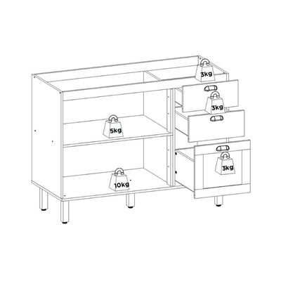 Balcão De Cozinha Genialflex Iluminata 120cm Sem Tampo Bco
