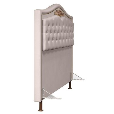 Cabeceira Cama Casal King 195cm Com Tachas Imperial Veludo J02 Bege - Mpozenato