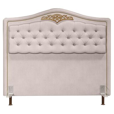 Cabeceira Cama Casal King 195cm Com Tachas Imperial Veludo J02 Bege - Mpozenato