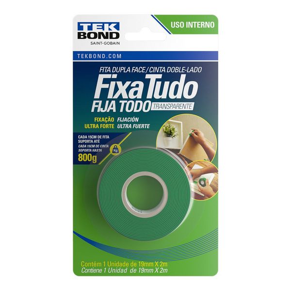 Fita Acrílica Dupla Face 19mmX2m Tekbond Fita Acrílica Dupla Face 19mmX2m Tekbond