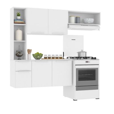 Armário De Cozinha Compacta Com Balcão Sofia Multimóveis V2001 - Branco Branco
