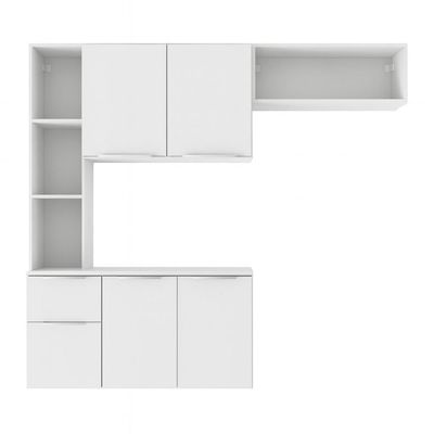 Armário De Cozinha Compacta Com Balcão Sofia Multimóveis V2001 - Branco Branco