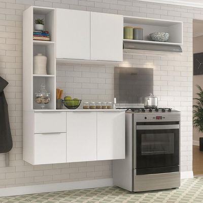Armário De Cozinha Compacta Com Balcão Sofia Multimóveis V2001 - Branco Branco