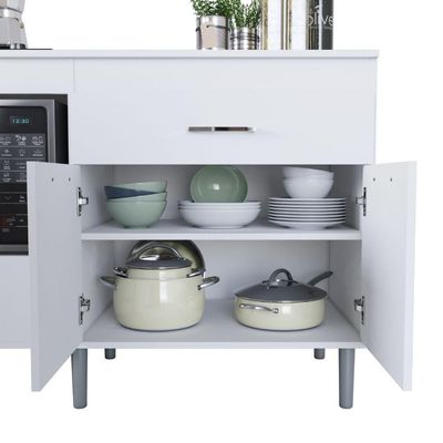 Balcão Para Cooktop 1,40m 5 Bocas 2 Portas Turim Branco Branco