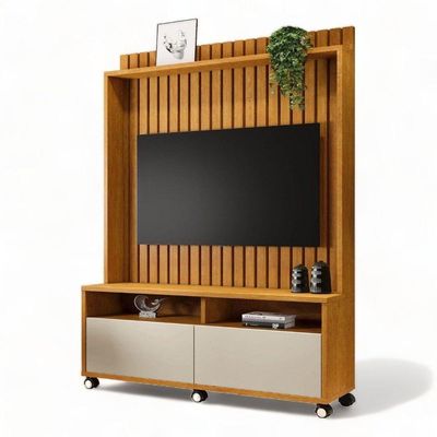 Estante Home Para Tvs 50 Estilos Naturalle E Off Ripado Carmolar