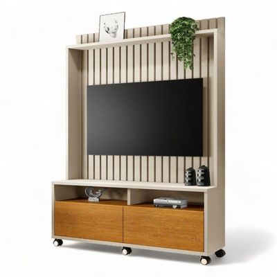 Estante Home Para Tvs 50" Estilos Off E Naturalle Ripado Carmolar