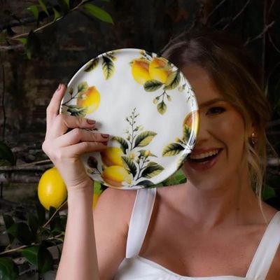 Prato De Sobremesa Bio Limonata 21,5cm Porto Brasil Cerâmica Servir Torta Doces