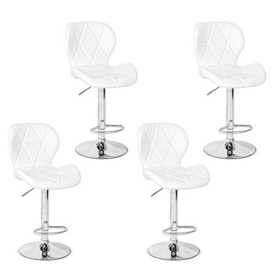 Conjunto 04 Banquetas Slim Couro   Branca
