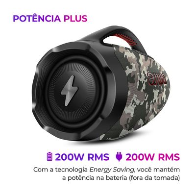 Caixa de Som Boombox Plus AIWA BBS-01-BG 200W Bluetooth 30H IP66 USB Cinza BIV