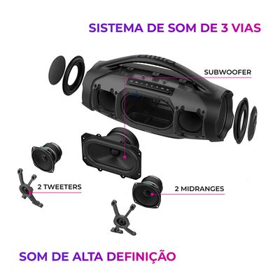 Caixa de Som Boombox Plus AIWA BBS-01-BG 200W Bluetooth 30H IP66 USB Cinza BIV