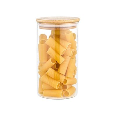 Pote De Vidro Porta Mantimentos Hermético Com Tampa De Bambu 770ml - Plasvale Marrom