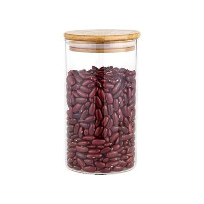 Pote De Vidro Porta Mantimentos Hermético Com Tampa De Bambu 770ml - Plasvale Marrom