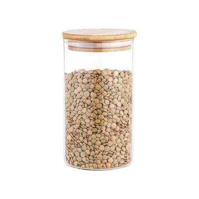 Pote De Vidro Porta Mantimentos Hermético Com Tampa De Bambu 770ml - Plasvale Marrom