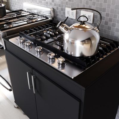 Balcão Cooktop Turim 2 Portas - Movelove Preto