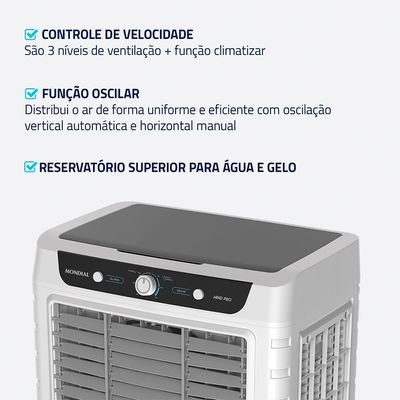 Climatizador Wind Pro Mondial Branco/Cinza 260W - CL-65L 127V