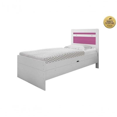 Cama Solteiro Larissa Branca E Rosa Framar
