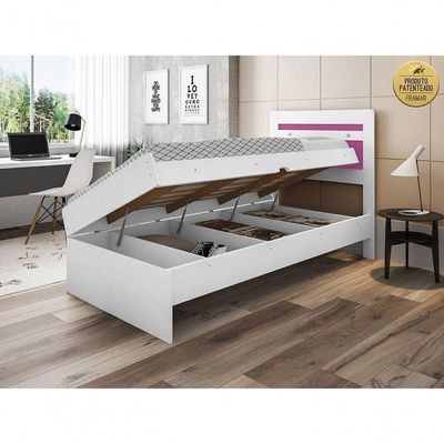 Cama Solteiro Larissa Branca E Rosa Framar