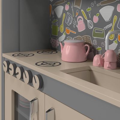 Cozinha Infantil Com Refrigerador Diana Em Mdf Cinza - Ofertamo