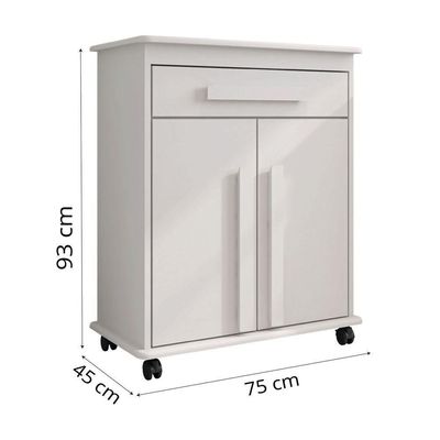 Armário Balcão Multiusocom Rodízios Chile Branco RV Móveis