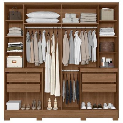 Guarda Roupa Casal Ambiente Alasca 10 Portas Carvalho Fendi Com Espelho - Moval