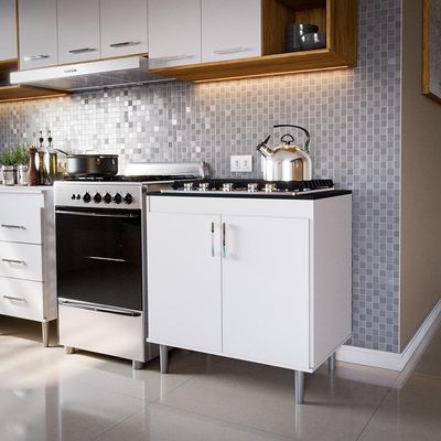 Balcão Cooktop Turim 2 Portas - Movelove Branco