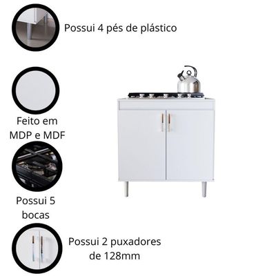 Balcão Cooktop Turim 2 Portas - Movelove Branco