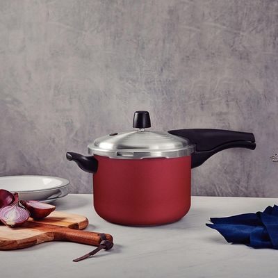 Panela de Pressão Tramontina Antiaderente 4,5L Vermelha Vancouver Effect Starflon Max Cozinha Fogão