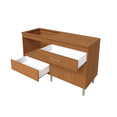 Balcão Para Cooktop 1,40m 5 Bocas 1 Nicho Com 2 Portas E 2 Gavetas Turim Nature Lojas Movelove